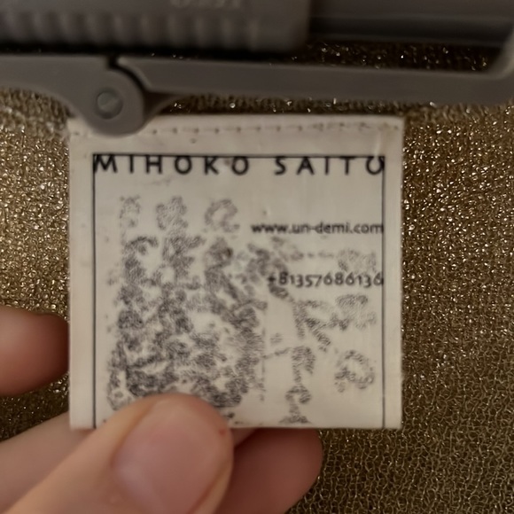 Mihoko Saito Sheer Metallic Gold Hoodie Drawstring Deep V-Neck Low Cut Small - Picture 2 of 10